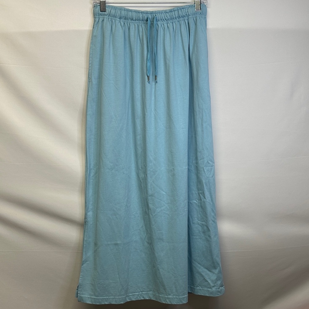 CW Classics Light Blue 100% Cotton Maxi Skirt with Drawstring Waist Pockets M